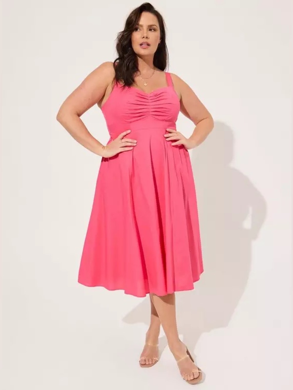 Torrid Midi Poplin Sweetheart Shirred Dress in Honeysuckle NWT Size 4X